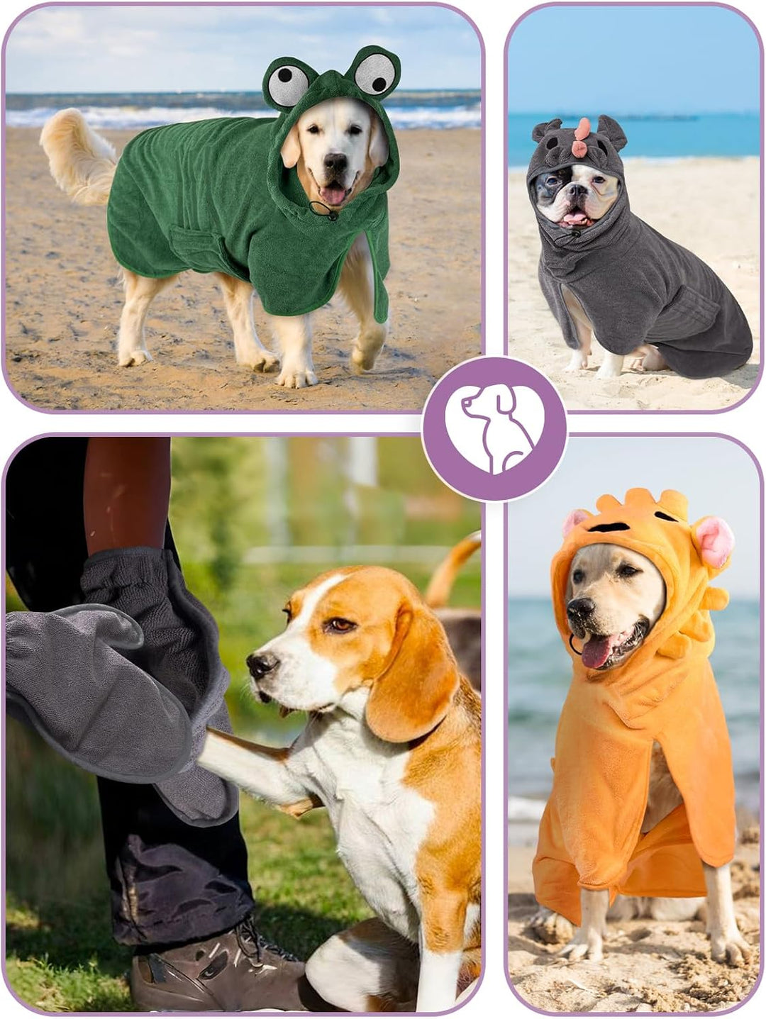 Bademantel für Hunde, Hundebademantel Aus Mikrofaser, Verstellbares Halsband Mit Klettverschluss Sch