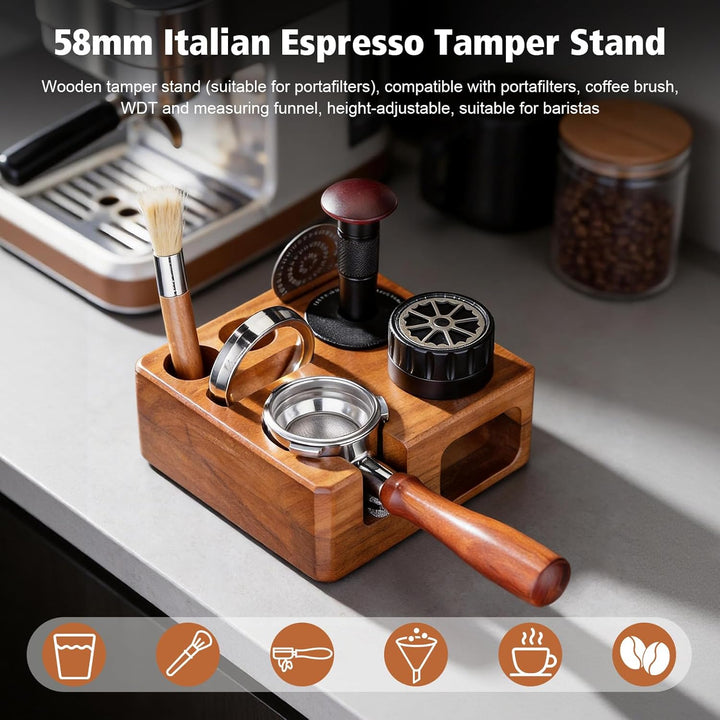 Tamperstation 58mm,Espresso-Tamperhalter,Tamperstation Holz für Siebträger,Für Siebträger, Kaffeebür