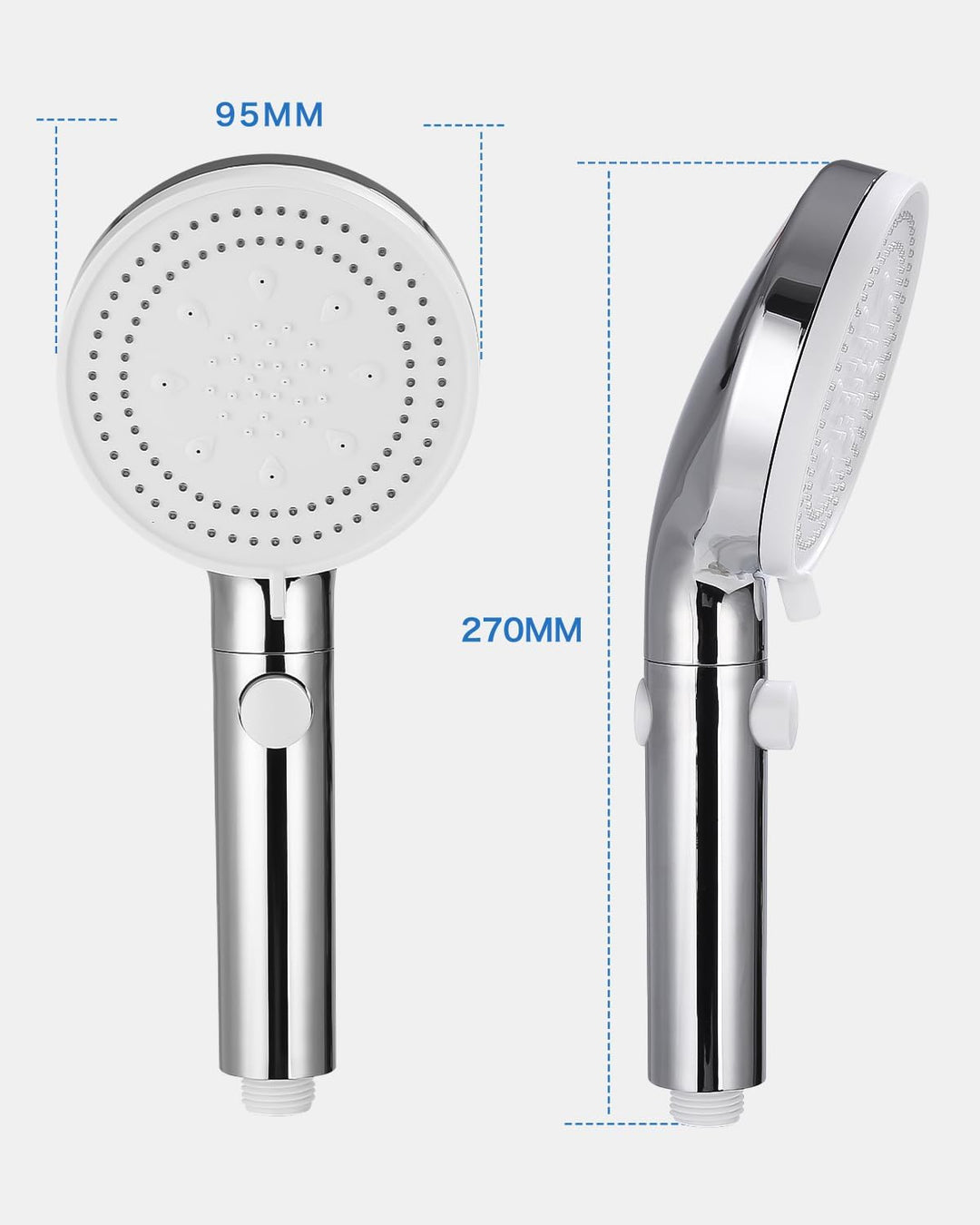 Duschkopf, 6 Strahlarten Wassersparend, Duschbrause Handbrause, Shower Head, Silber