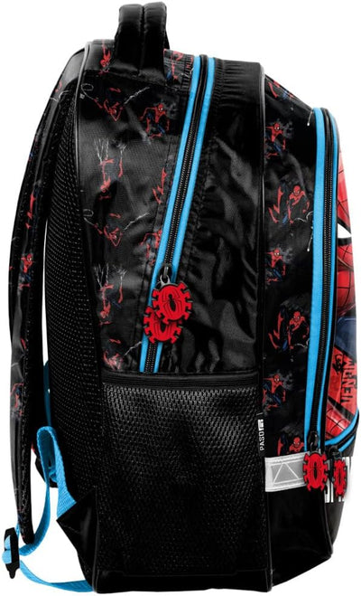 Paso Schulrucksack Set 3 Tlg. - Mit Turnbeutel & Befüllter Federmappe - Spiderman, Schwarz, 43 x 31