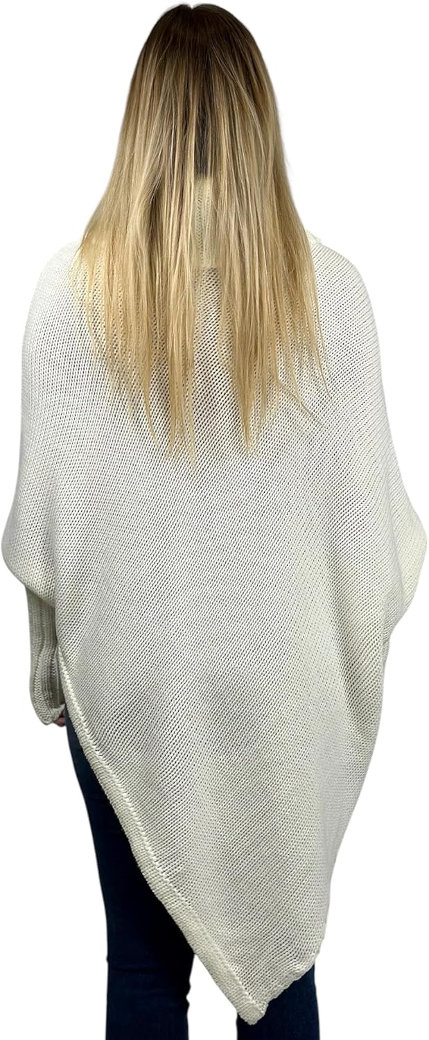 Mississhop Poncho Strick Sweatshirt Pullover Umhang Überwurf Einheitsgrösse Creme, Einheitsgrösse Cr