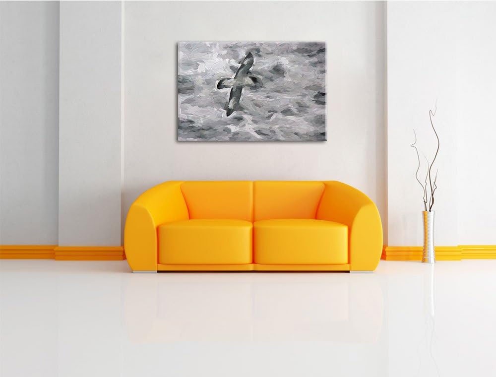 prächtige Möwe fliegt über Wasser Deluxe Format: 100x70 cm auf Leinwand, XXL riesige Bilder fertig g