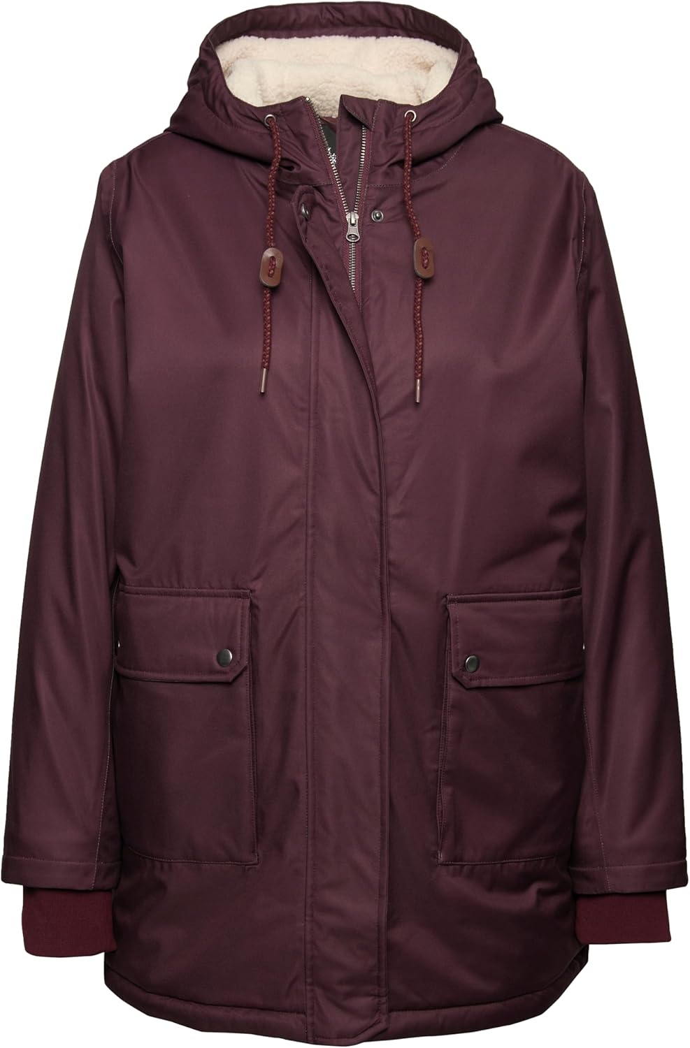 Ulla Popken Damen Hyprar Funktions-Steppjacke, Wasserdicht, Teddyfleece Jacken 42 dunkel weinrot, 42
