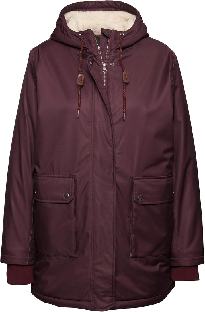 Ulla Popken Damen Hyprar Funktions-Steppjacke, Wasserdicht, Teddyfleece Jacken 42 dunkel weinrot, 42