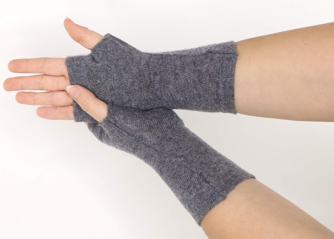 Prettystern Kaschmir-Wolle Damen Pulswärmer Fingerlose Handschuhe Hand-Stulpen 19 cm X 10 cm Dunkel-
