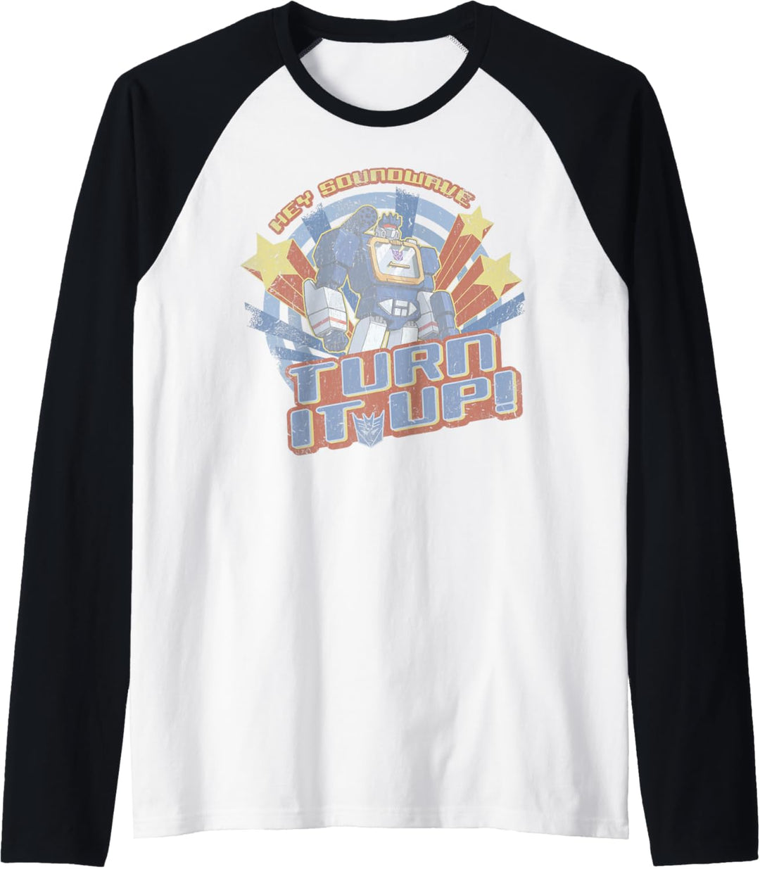 Transformers Hey Soundwave Turn It Up Classic Retro Logo Raglan