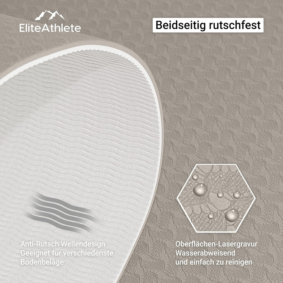 EliteAthlete Yogamatte - Sportmatte - Fitnessmatte - Gymnastikmatte gepolstert &amp; rutschfest für Fitn