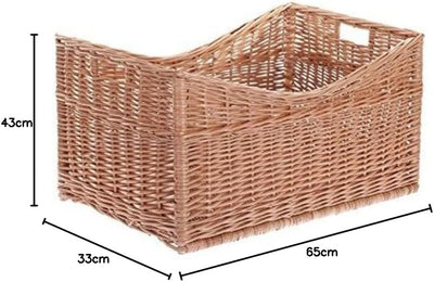 Kaminkorb, Holzkorb, Kaminholzkorb aus Weide, rechteckiger Kaminkorb aus Weide, Weidenkorb auf Kamin