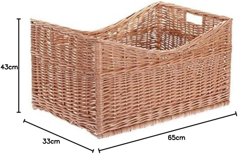 Kaminkorb, Holzkorb, Kaminholzkorb aus Weide, rechteckiger Kaminkorb aus Weide, Weidenkorb auf Kamin