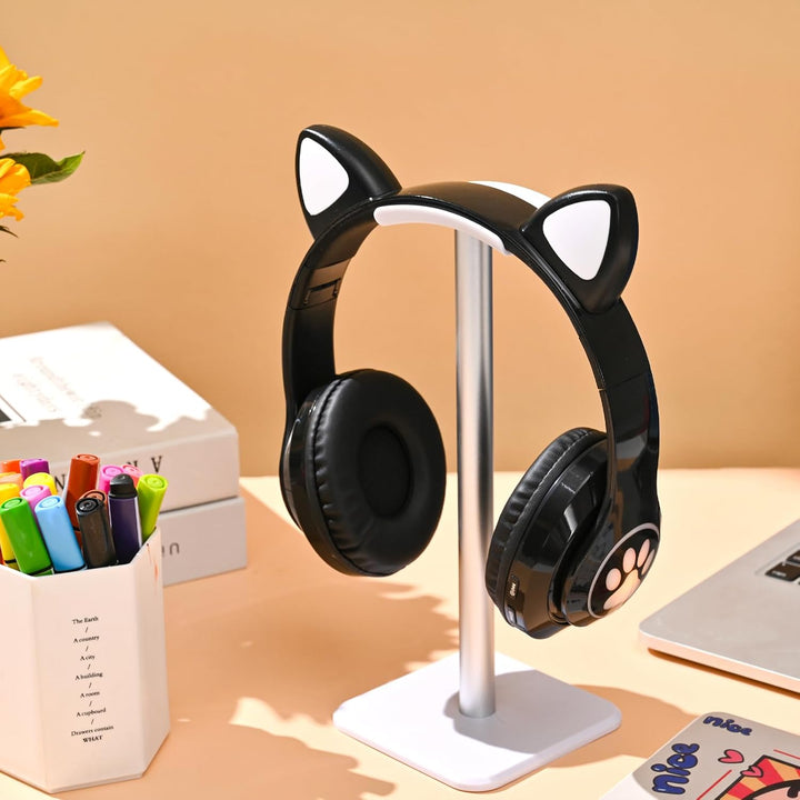 OHAANYY Katzenohr Kopfhörer Kindergeburtstag Geschenke Kind LED Katzenohren Einhorn Bluetooth Kabell