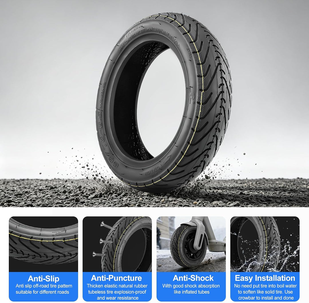 10 Zoll tubeless Reifen für Ninebot Max G30/G30D/G30E/G30LP - Offroad 60/70-6.5 Ersatzräder, selbstr