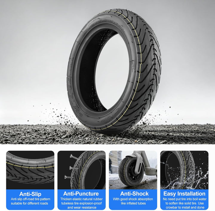 10 Zoll tubeless Reifen für Ninebot Max G30/G30D/G30E/G30LP - Offroad 60/70-6.5 Ersatzräder, selbstr