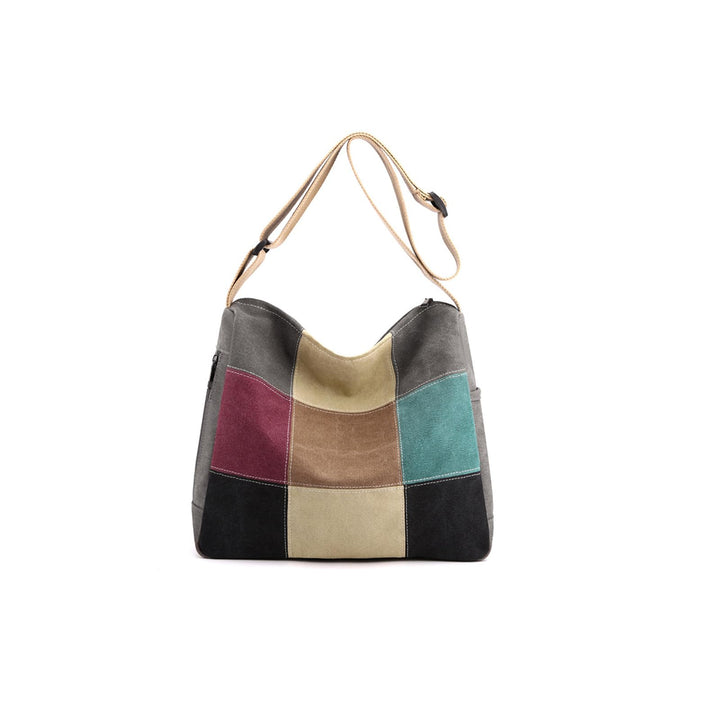 CORIOS Damen Canvas Schultertasche Mehrfarbig Spleiss Umhängetasche Grosse Tragetasche Henkeltaschen