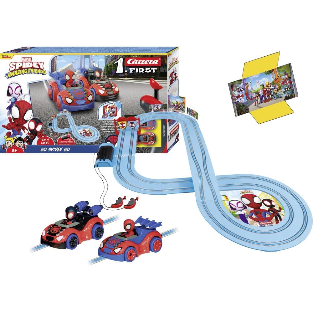 Carrera - 20063050 - Carrera First I Spidey Go Webs Go Rennbahn-Set I Auto für Rennbahn | Rennbahnen
