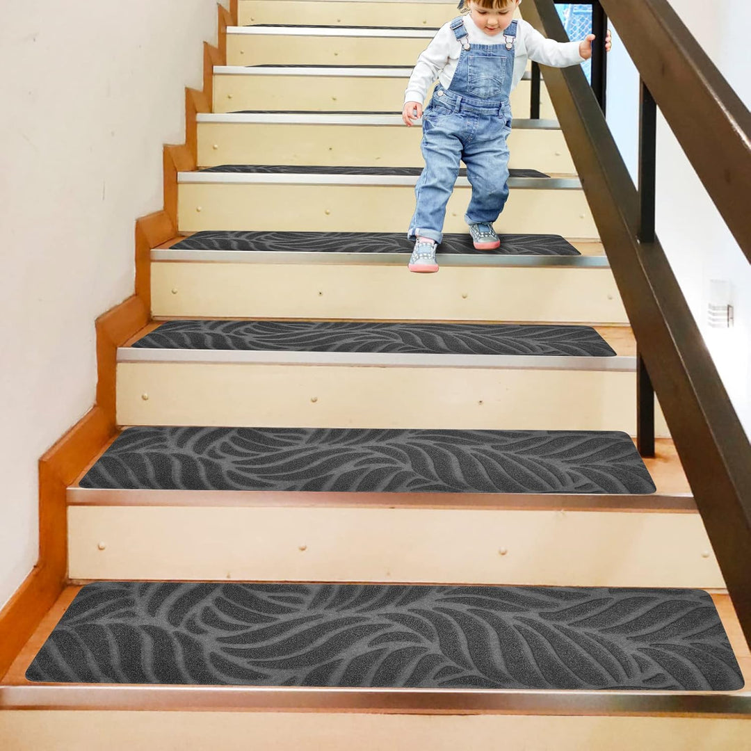 StufenmattenSelbstklebend 76x20 cm Treppenstufen Matten, 15 Stück Rutschschutz Treppenteppich für Ho
