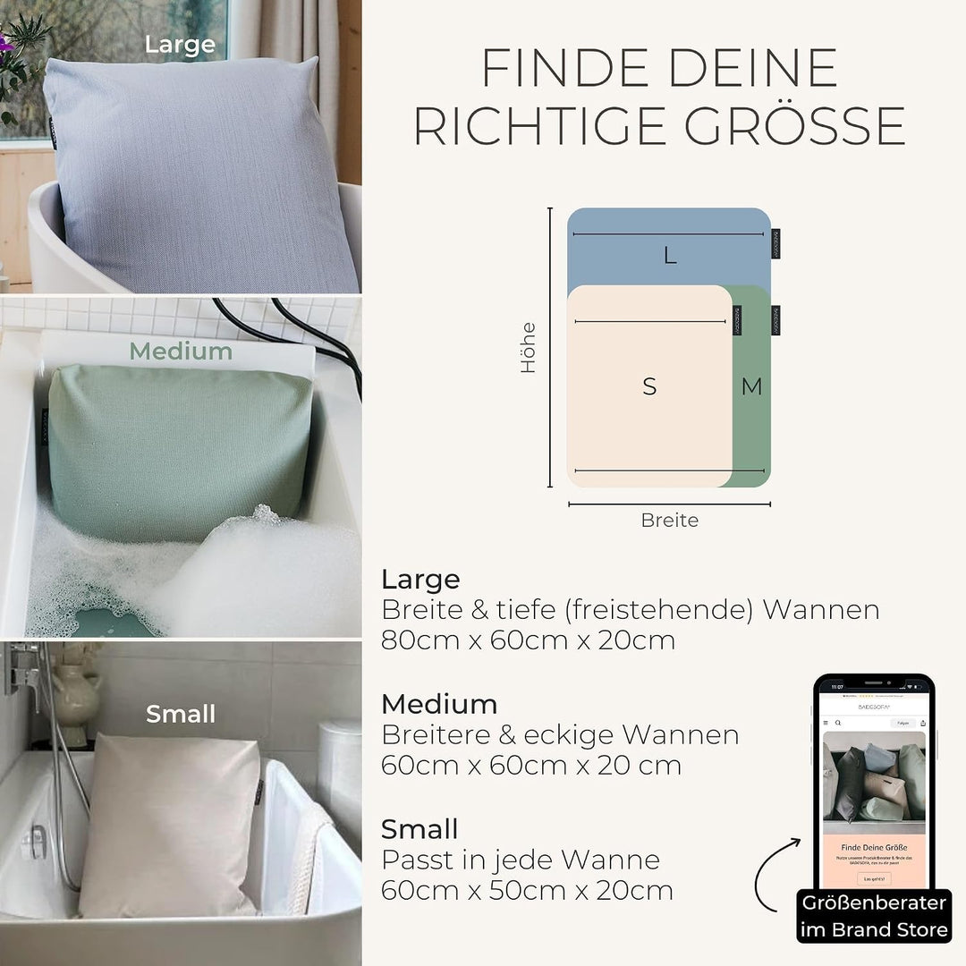 BADESOFA® Badewannen-Kissen L | Premium-Qualität | Bequemes Wannenkissen | Waschbar, Schnelltrocknen
