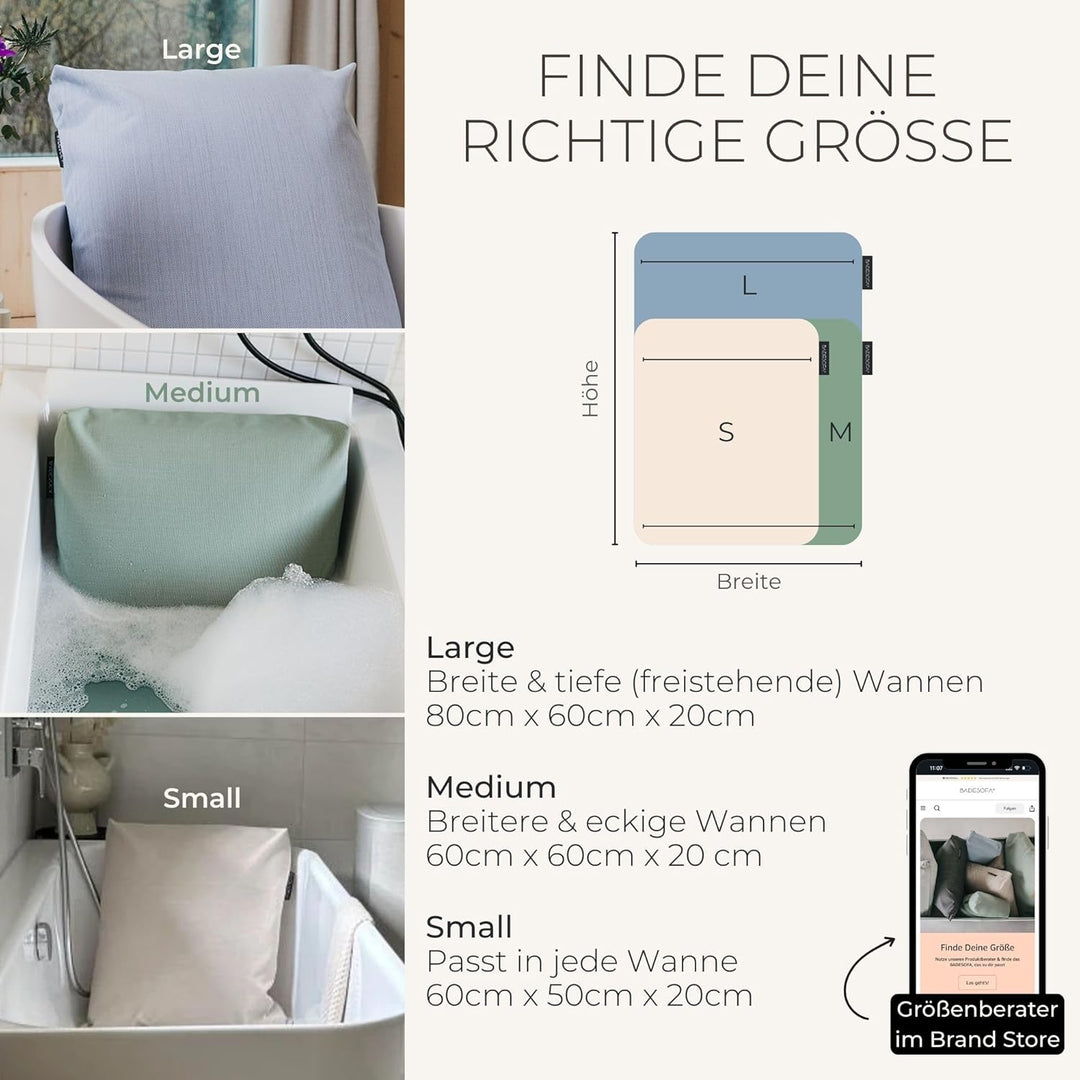 BADESOFA® Badewannen-Kissen S | Premium-Qualität | Bequemes Wannen-Kissen | Schnelltrocknend | Made