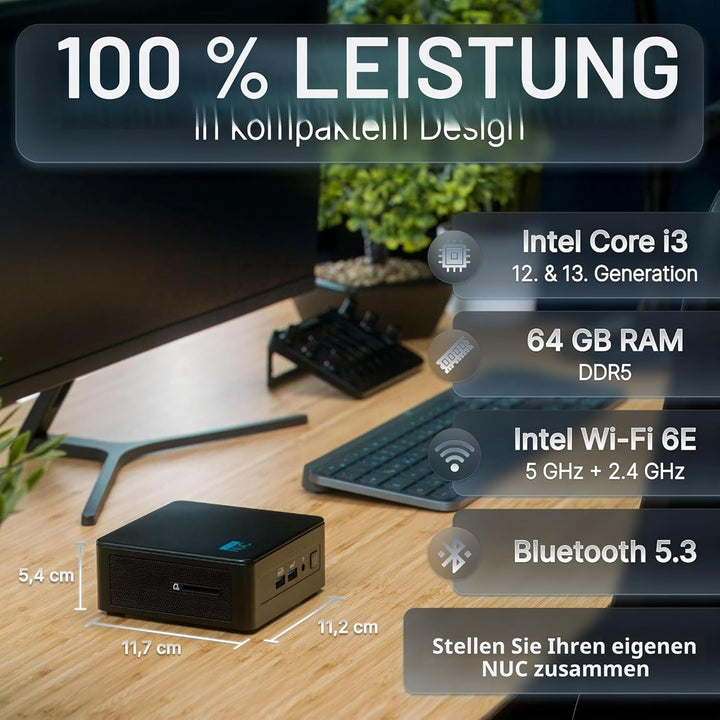 FutureNUC Pro Intel® Core-i3 13. Gen. • NUC 13 Pro Barebone • 6 Kerne, bis zu 4,5 GHz • Thunderbolt