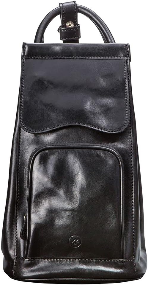 Maxwell Scott Hochwertiger Damen Leder Rucksack Carli in Schwarz, Schwarz