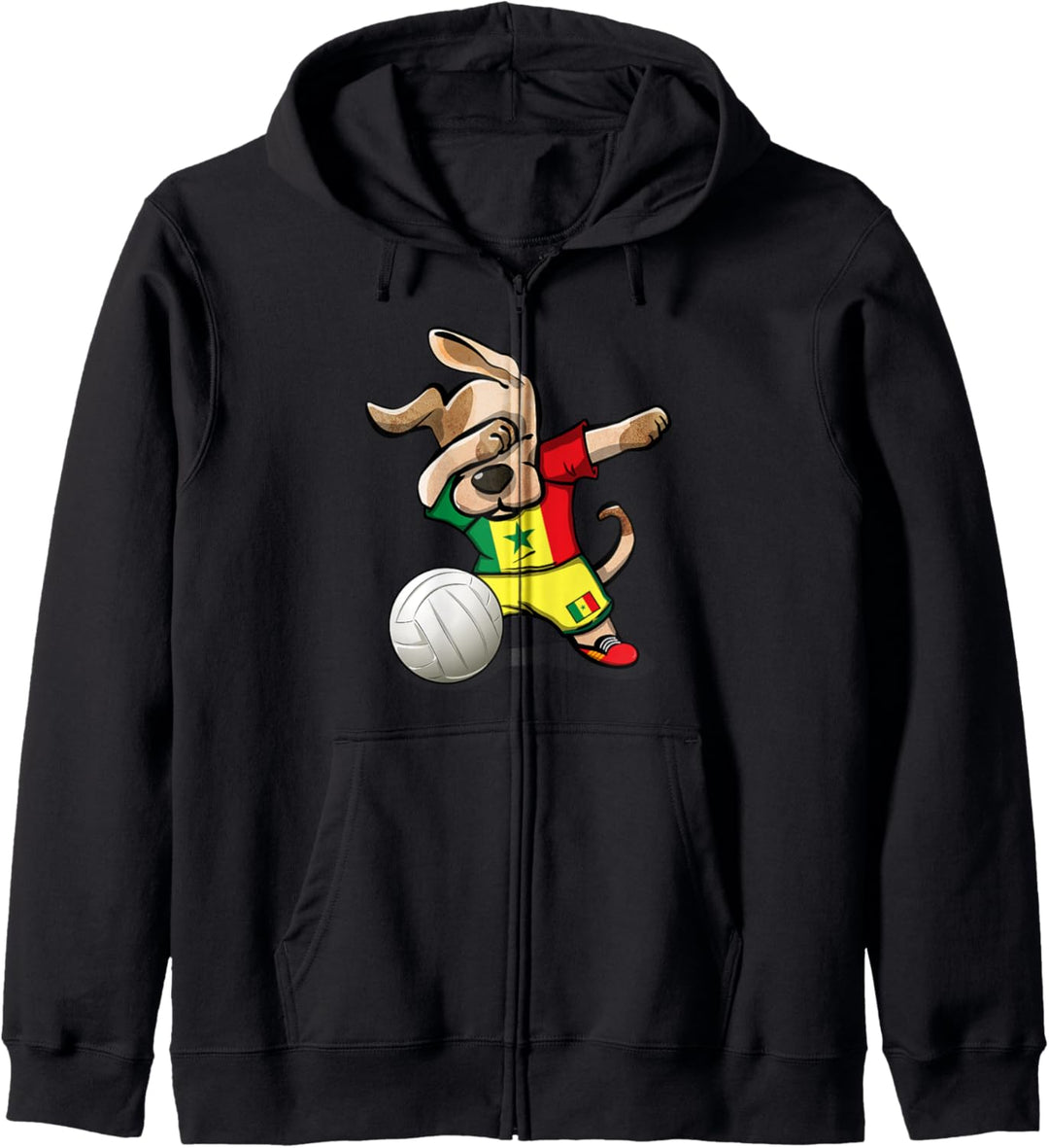 Tupfender Hund Senegal Volleyball Senegalesische Flagge Kapuzenjacke