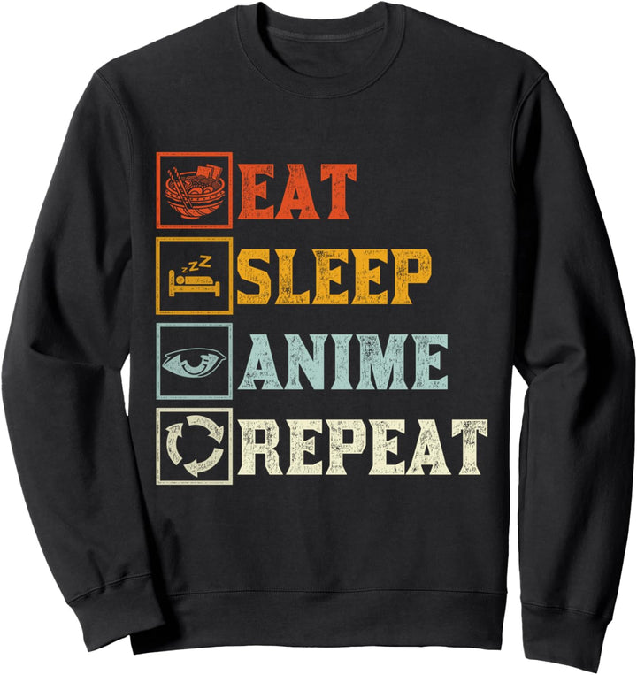 Essen Schlafen Anime Wiederholen Japan Ramen Otaku Anime Sweatshirt