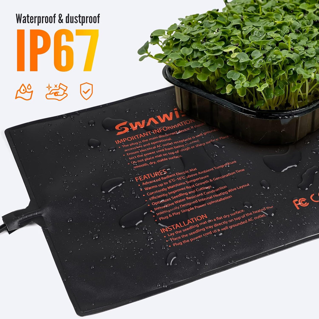 SWAWIS Heizmatte für Pflanzen 65W 52,7x25,4cm Wärmematte Set mit 5-42℃ Thermostatregler für Zimmerge