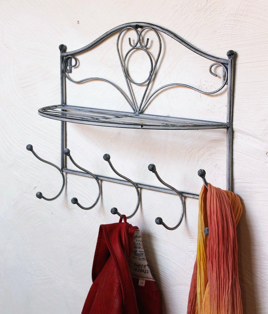 DanDiBo Wandgarderobe Vintage mit Ablage Garderobe Wand 20122 38 cm Kleiderhaken Wandregal Haken