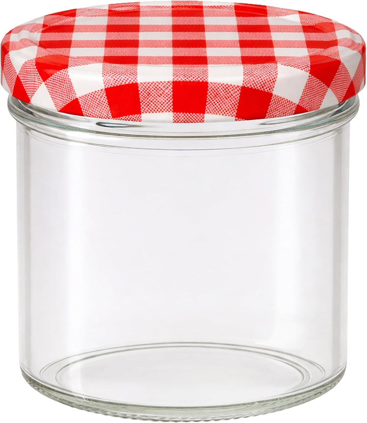 Vitrea 100x Marmeladengläser 125 ml - mit Deckel Rot Kariert TO 66 - Einmachgläser zum befüllen mit