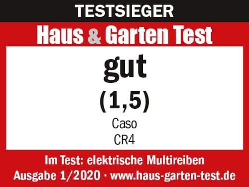 CASO CR4 Elektrische Design-Multireibe, 4 Acid-Etched Einsätze: Scheiben, grosse & kleine Julienne,