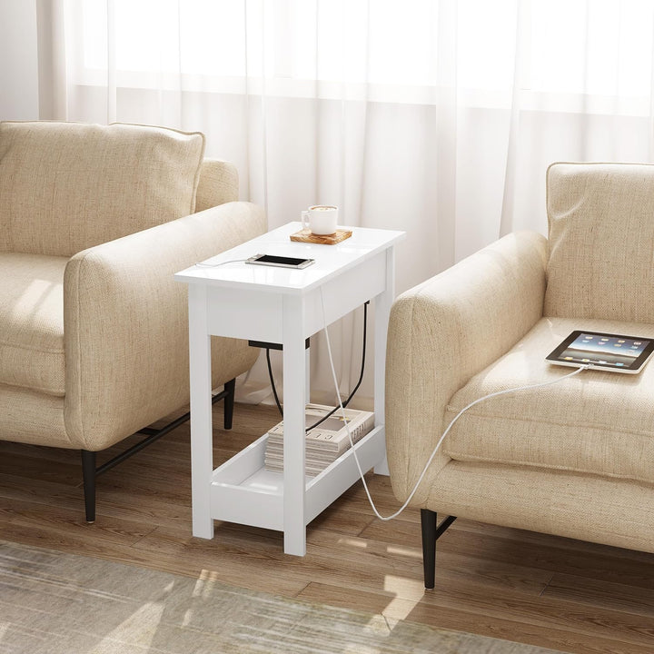 EUGAD Beistelltisch, Nachttisch mit Steckdose, Sofatisch, Couchtisch, Kleiner Tisch, Konsolentisch,