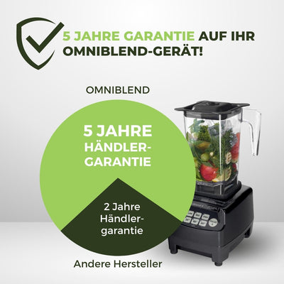 OmniBlend Smoothie Maker 1,5L in schwarz I Smoothie Mixer inkl. BPA-freiem Behälter & 6-Klingen-Syst