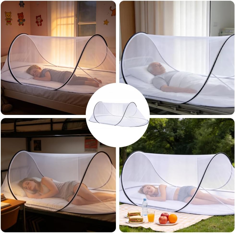 Moskitonetz Pop Up, 200 x 80 x 56 cm Faltbares Moskitonetz, Tragbares Moskitozelt mit Transportbeute