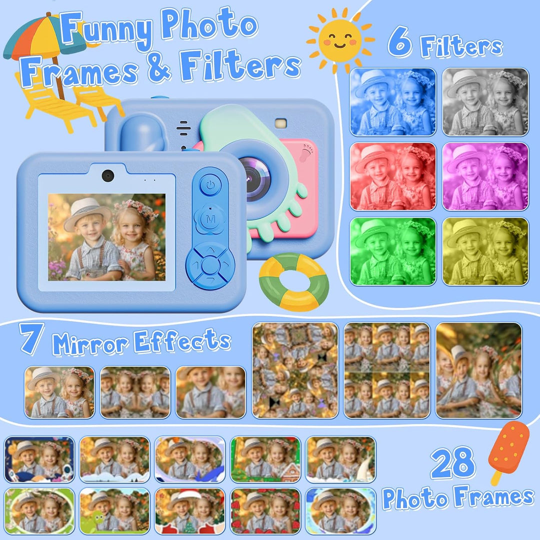 Upgrade Kinderkamera Sofortdruck für Jungen und Mädchen,1080P HD Dual-Linse Selfie Digitalkamera mit
