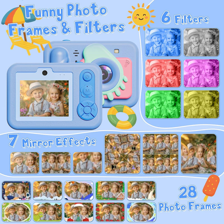 Upgrade Kinderkamera Sofortdruck für Jungen und Mädchen,1080P HD Dual-Linse Selfie Digitalkamera mit