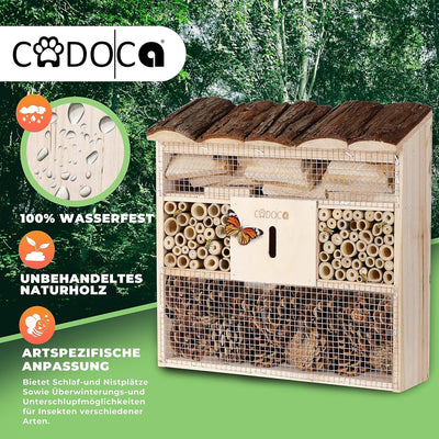 CADOCA® Insektenhotel Bug's Inn 31x30,5x9,5cm Holz wetterfest Garten Bienenhotel Insektenhaus Nistka