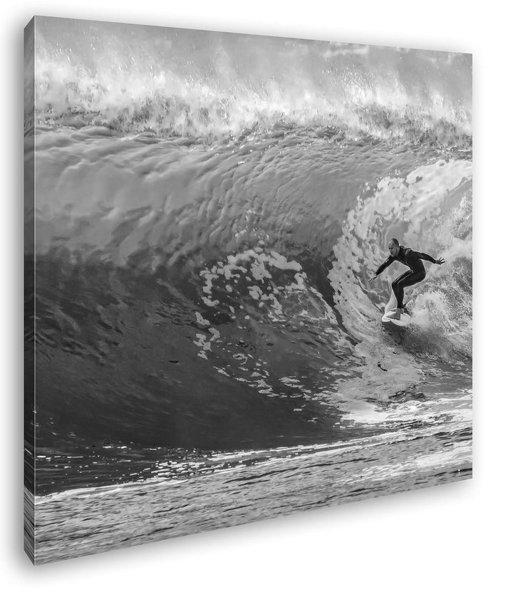 deyoli Surfer in Aktion Format: 70x70 Effekt: Schwarz&Weiss als Leinwandbild, Motiv fertig gerahmt a