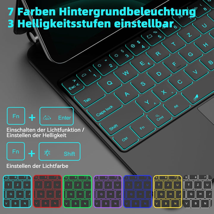 Bettdow für Samsung Galaxy Tab S10+/S9 FE+/S9+ 12.4" Tastatur Hülle, Schwebendes Magnetisches Design
