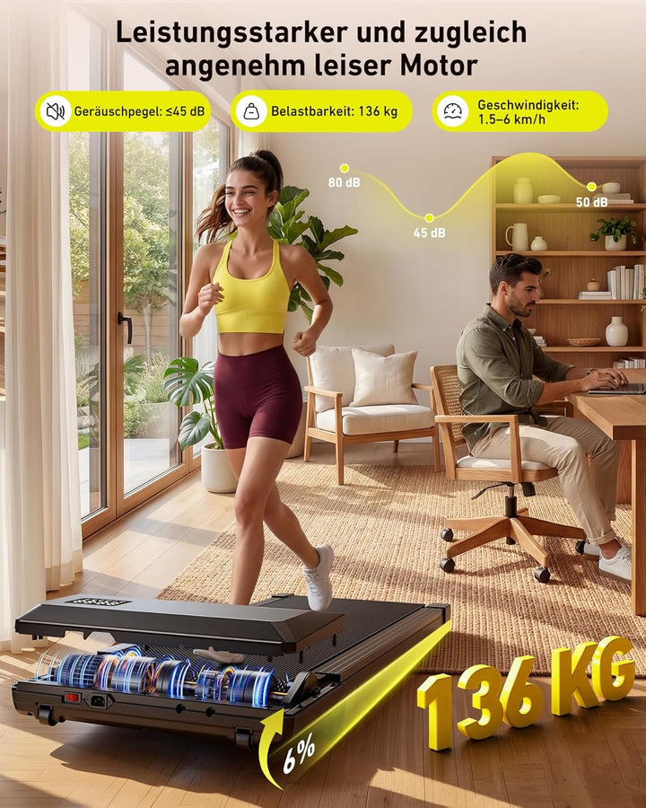 MJWW Raceable Walking Pad mit 6%-9% Steigung, 2.5/3.0 HP Klappbares Laufband für Zuhause & Büro mit
