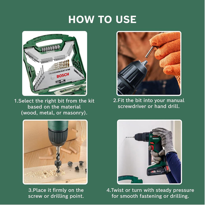 Bosch Accessories Bosch 103tlg. X-Line Titanium Bohrer und Schrauber Set (Holz, Stein und Metall, Zu