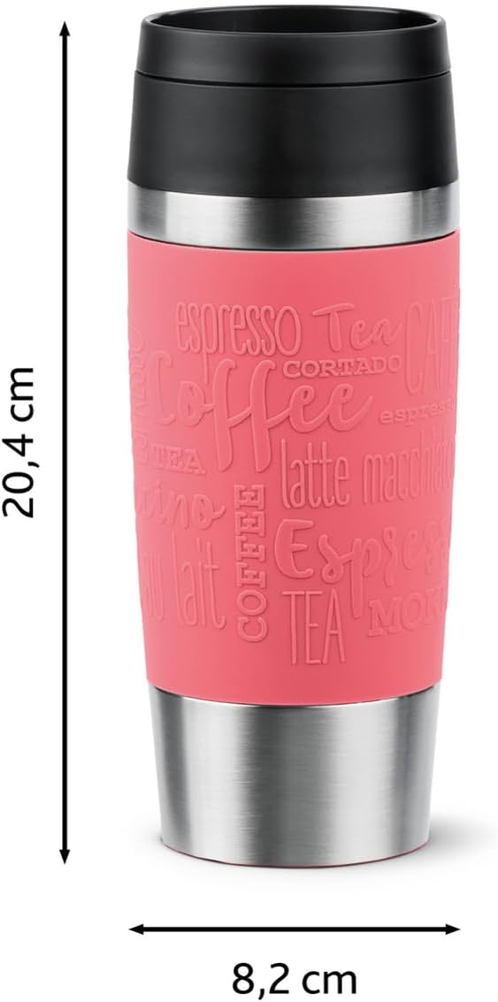 Emsa N20209 Travel Mug Classic Isolierbecher 0,36 Liter | neuer Komfort-Schraubverschluss | Edelstah