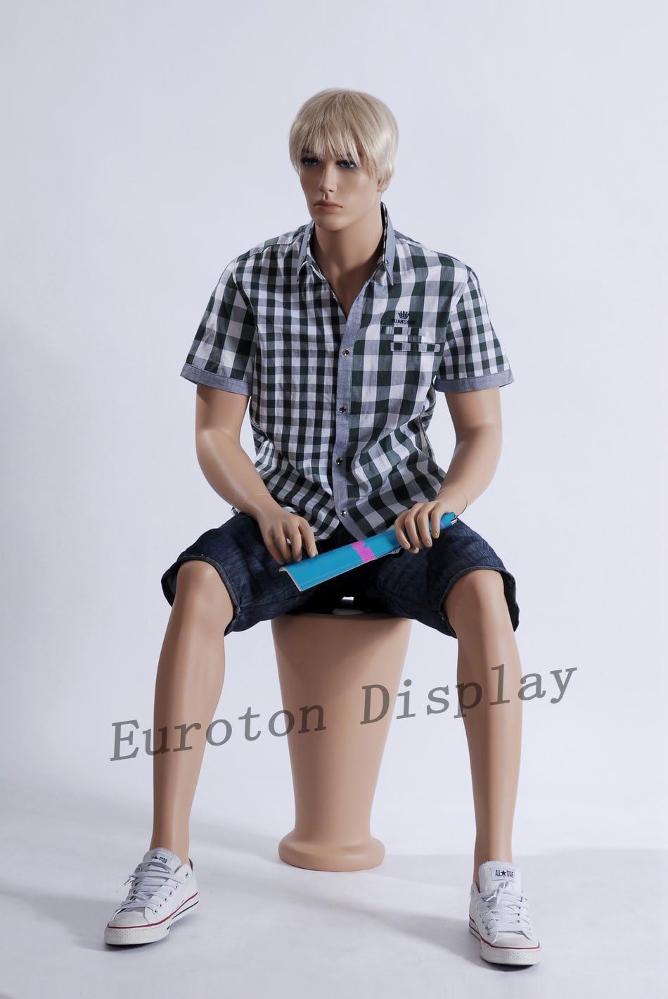 Euroton NEU sitzende Schaufensterpuppe Mannequin Figur männlich MS-12 Mannequin Male Hautfarbe Sitz