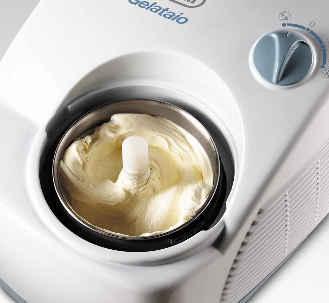 De'Longhi ICK 5000 Eiscremeautomat, Kompressor, weiss, 24.5 cm l x 42.6 cm b x 32.6 cm