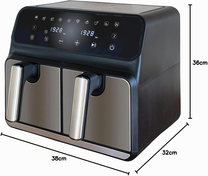 Unold 58685 Heissluftfritteuse Doppelkammer Twin Zone - Doppel-Heissluftfritteuse, 1.700 Watt, 8 Lit