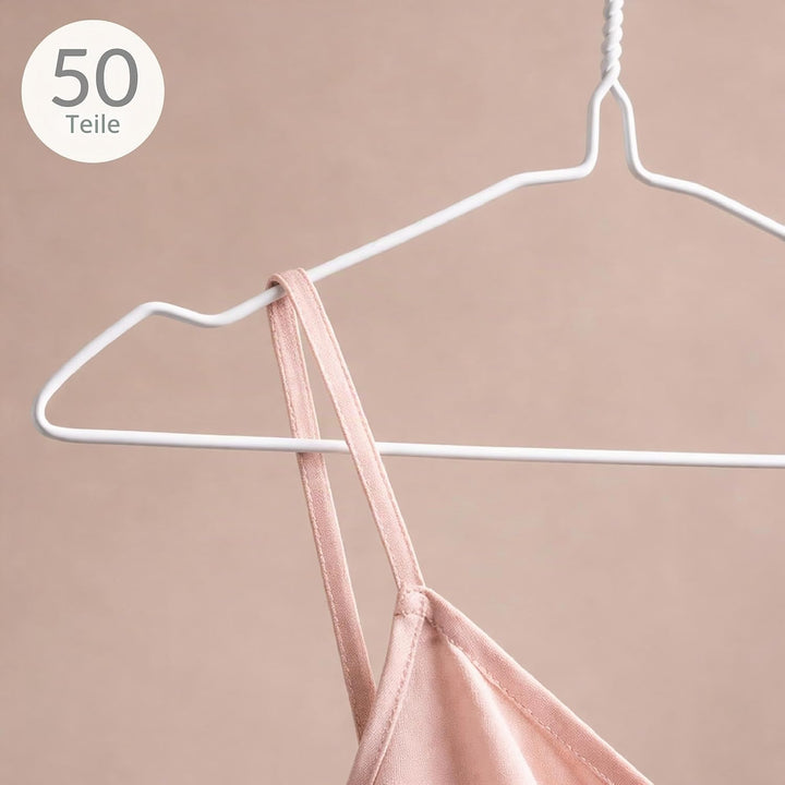 Hangerworld 50 Draht Kleiderbügel 41cm Weiss Mit Einkehrbungen Drahtkleiderbügel Metallkleiderbügel