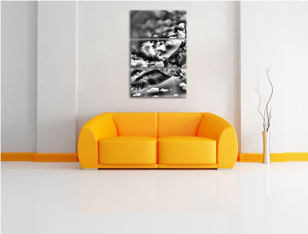 Pixxprint Adler fliegt über Berge als Leinwandbild/Grösse: 3 Teilig (120x80) cm/Wandbild/Kunstdruck/