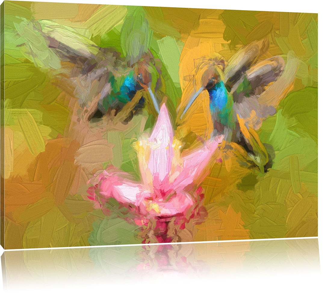 Pixxprint Kolibris in den Tropen als Leinwandbild/Grösse: 100x70 cm/Wandbild/Kunstdruck/fertig bespa