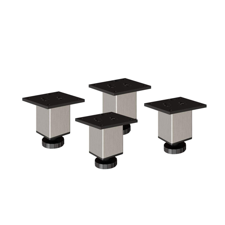 Sossai Exklusiv Möbelfüsse E4MF, höhenverstellbares 4er Set, Höhe: 80 mm, INOX, aus Aluminium 45 x 4