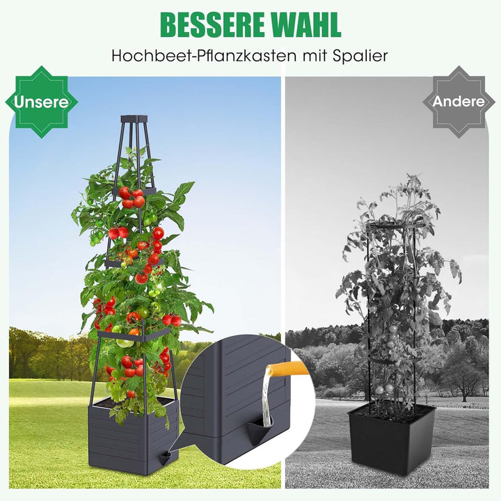 MQHUAYU Tomatentopf, 145cm Selbstbewässerung Tomatentopf mit Rankhilfe, Tomaten Rankhilfefür Innen A