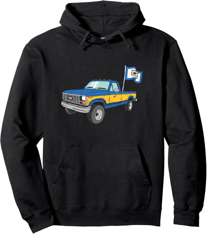 Vintage Truck & State Flag of West Virginia Minimalist Pullover Hoodie