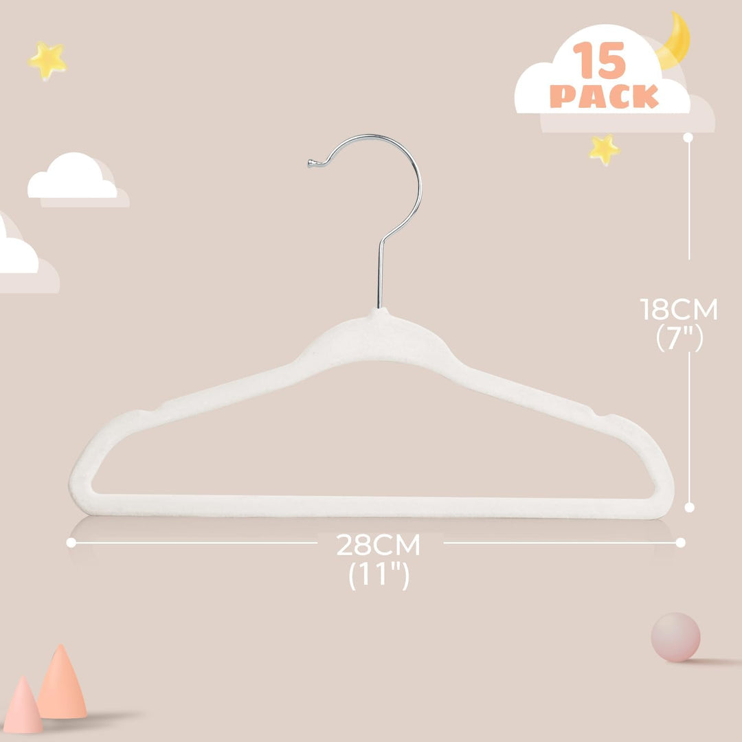 MangoKit 30 Stück Anti-Rutsch-Kinder-Kleiderbügel aus Samt, Ultra-schlanke, platzsparende Baby-Kleid